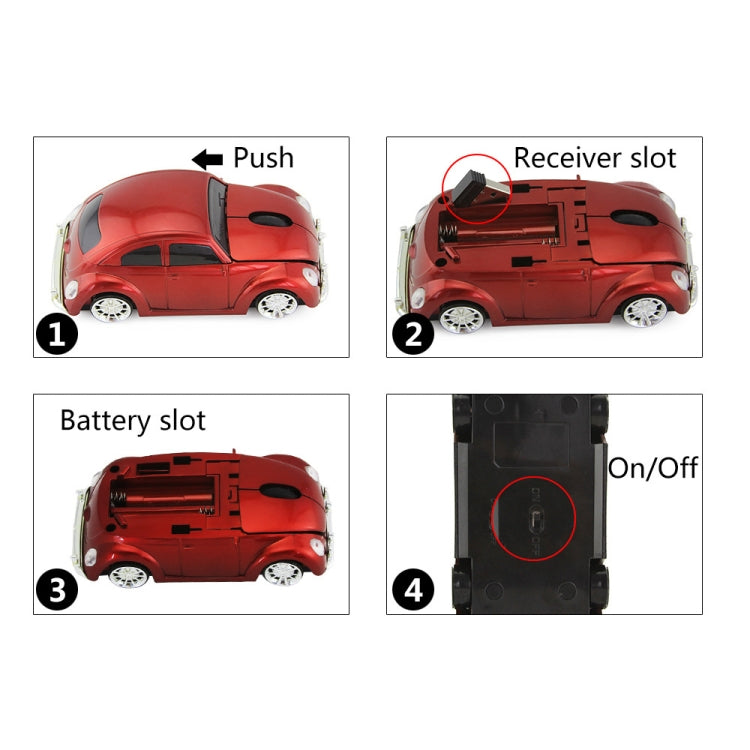 CM0010B 1200 DPI 3-keys Car Shape Wireless Mouse(Blue)