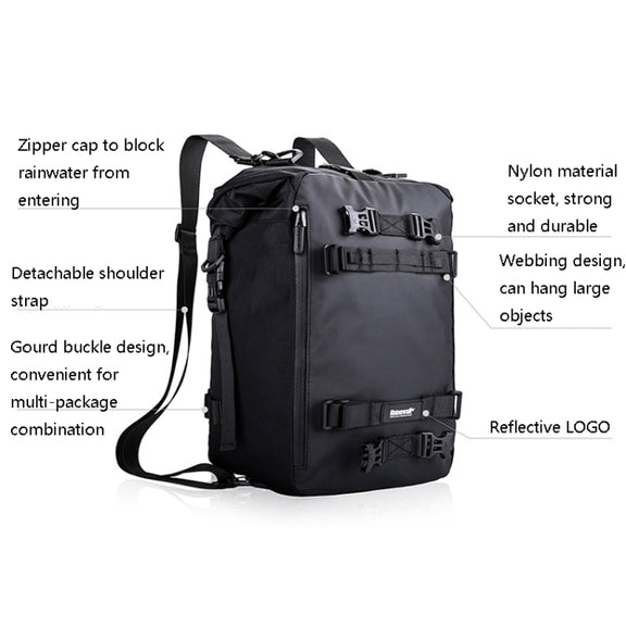 Rhinowalk Multi-Function Motorcycle Rear Seat Bag Combination Rear Shelf Pannier, Colour: Yellow 30L
