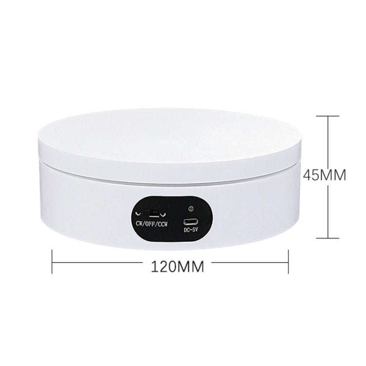 ND120 USB Automatic Rotating Camera Table Hand-Made Panoramic Display Table Turntable(White)