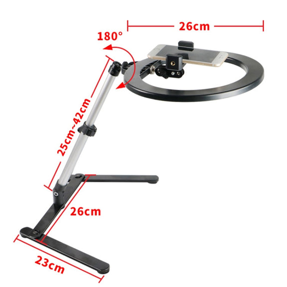 FP-10 Desktop Multi-Function Photography Support Phone Live Stand LED Fill Light, Specification: Desktop Bracket + Phone Clip