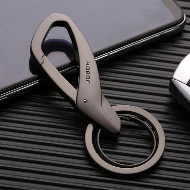 JOBON ZB-197 Car Waist Hanging Keychain Double Ring Metal Keychain(Black)