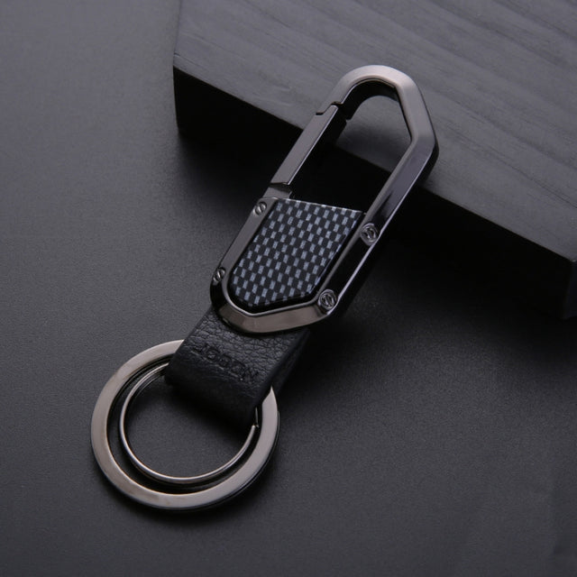 JOBON ZB-106A Business Men Metal Keychain Double Loop Car Pendant Keychain(Black Nickel)