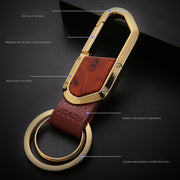 JOBON ZB-106A Business Men Metal Keychain Double Loop Car Pendant Keychain(Brown Chrome)