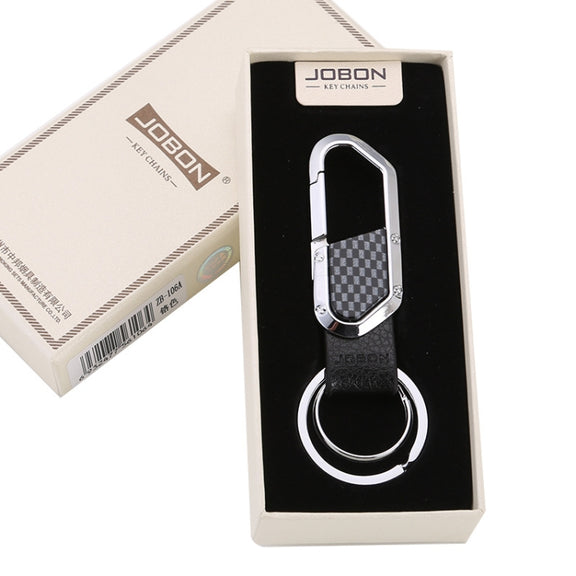 JOBON ZB-106A Business Men Metal Keychain Double Loop Car Pendant Keychain(Golden)