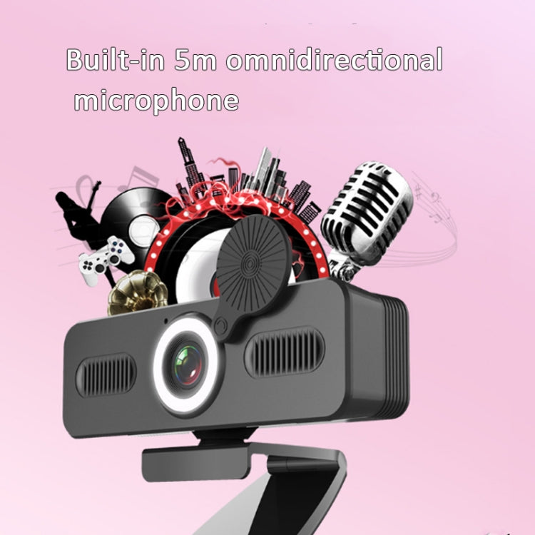 C360 2K  Network High-Definition Computer Camera Drive-Free Beautifying Light Camera with Omnidirectional Microphone, Cable Length: 1.8m