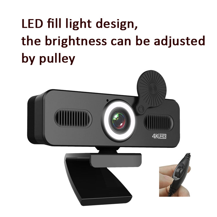 C360 4K  Network High-Definition Computer Camera Drive-Free Beautifying Light Camera with Omnidirectional Microphone, Cable Length: 1.8m