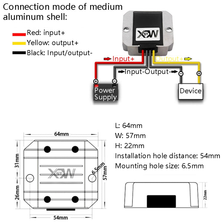 XWST DC 12/24V To 5V Converter Step-Down Vehicle Power Module, Specification: 12/24V To 5V 10A Medium Aluminum Shell