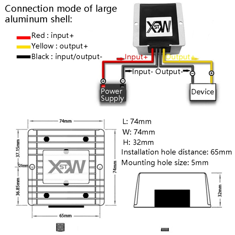XWST DC 12/24V To 5V Converter Step-Down Vehicle Power Module, Specification: 12/24V To 5V 30A Large Aluminum Shell