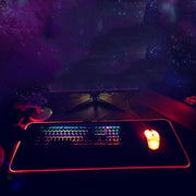 300x800x3mm F-01 Rubber Thermal Transfer RGB Luminous Non-Slip Mouse Pad(Red Fox)