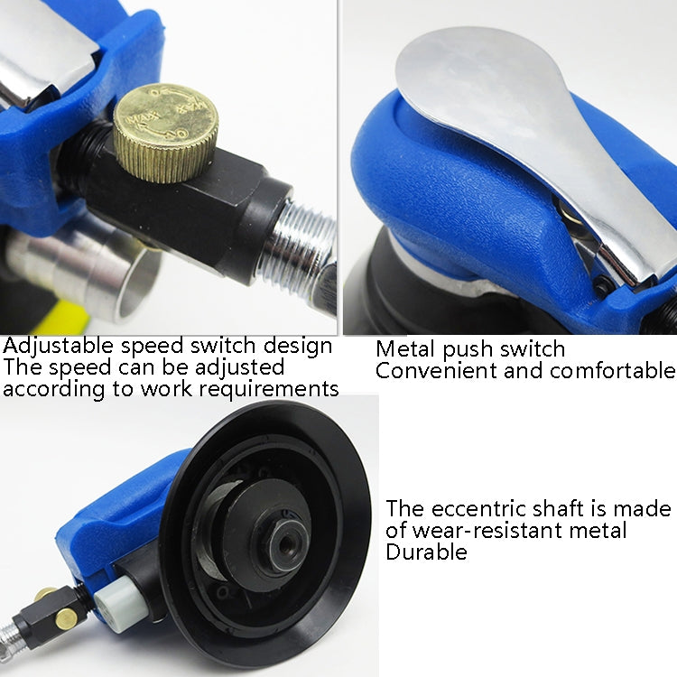 Pneumatic Sandpaper Machine Car Polishing Machine Grinding Machine Waxing Machine, Model: 5inch Vacuum
