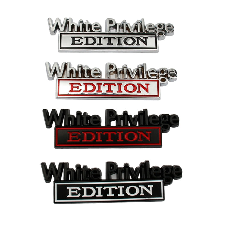 2 PCS Car Metal Leaf Board Car Logo White Privilege Edition Modified Car Body Sticker Sign(Silver Red)