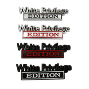 2 PCS Car Metal Leaf Board Car Logo White Privilege Edition Modified Car Body Sticker Sign(Black Red)