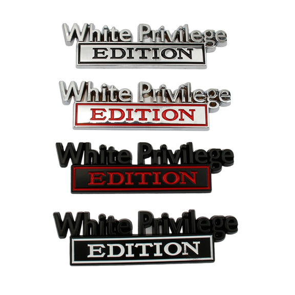 2 PCS Car Metal Leaf Board Car Logo White Privilege Edition Modified Car Body Sticker Sign(Black Red)