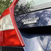 2 PCS Car Metal Leaf Board Car Logo White Privilege Edition Modified Car Body Sticker Sign(Silver Black)