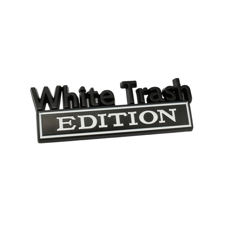 2 PCS Car Metal Modification Standard White Trash Edition Car Label Stickers(Black White)