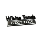 2 PCS Car Metal Modification Standard White Trash Edition Car Label Stickers(Black White)