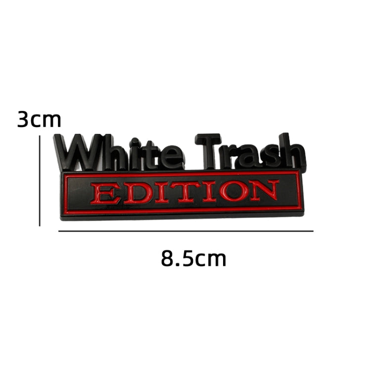 2 PCS Car Metal Modification Standard White Trash Edition Car Label Stickers(Black Red)
