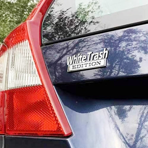 2 PCS Car Metal Modification Standard White Trash Edition Car Label Stickers(Black Red)