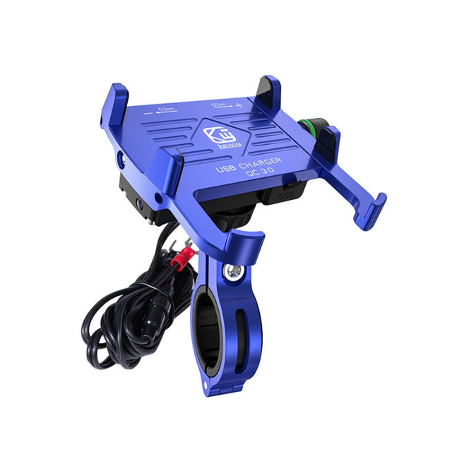 Kewig M6-S 12V Motorcycle Water-resistant Aluminum Alloy Mobile Phone Bracket With QC3.0 Fast Charging(Blue)