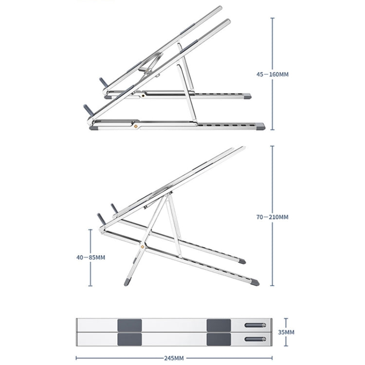 Oatsbasf Z02 Laptop Increasing Cooling Bracket Aluminum Alloy Desktop Adjustable Bracket(Silver)