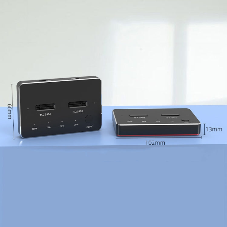 Blueendless M.2 Double Disk Mobile Hard Disk Base SATA / NVME Solid State Hard Disk Box, Colour: M.2 NVME (Black + Red)