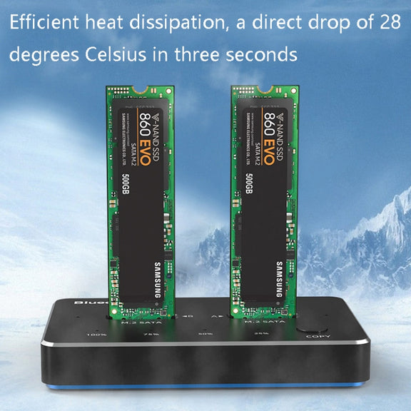 Blueendless M.2 Double Disk Mobile Hard Disk Base SATA / NVME Solid State Hard Disk Box, Colour: M.2 NVME (Black + Red)