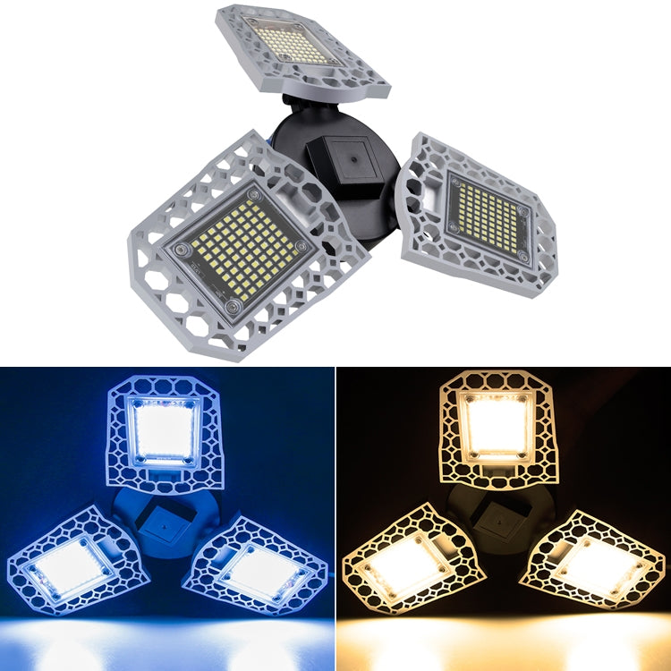 60W LED Industrial Mining Light Water-resistant Light Sensor Folding Tri-Leaf Garage Lamp(Warm White Light)