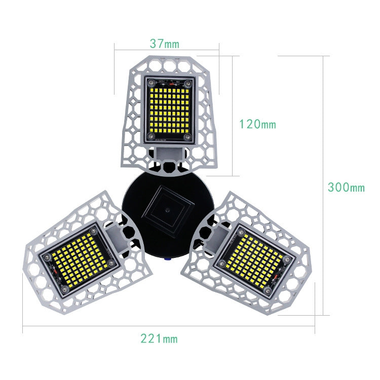 80W LED Industrial Mining Light Water-resistant Light Sensor Folding Tri-Leaf Garage Lamp(Warm White Light)