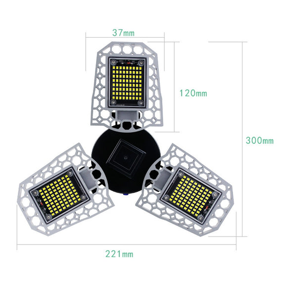 80W LED Industrial Mining Light Water-resistant Light Sensor Folding Tri-Leaf Garage Lamp(Warm White Light)