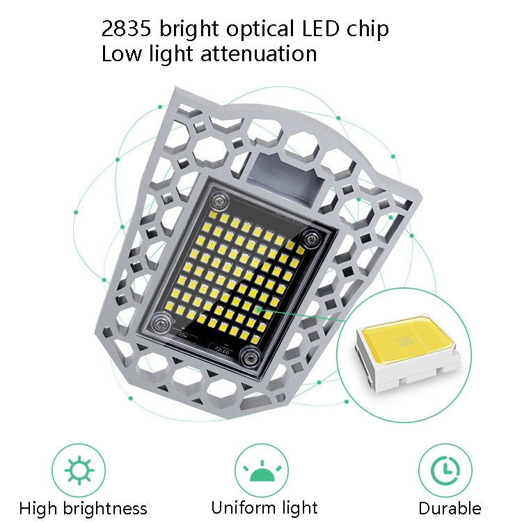 80W LED Industrial Mining Light Water-resistant Light Sensor Folding Tri-Leaf Garage Lamp(Warm White Light)