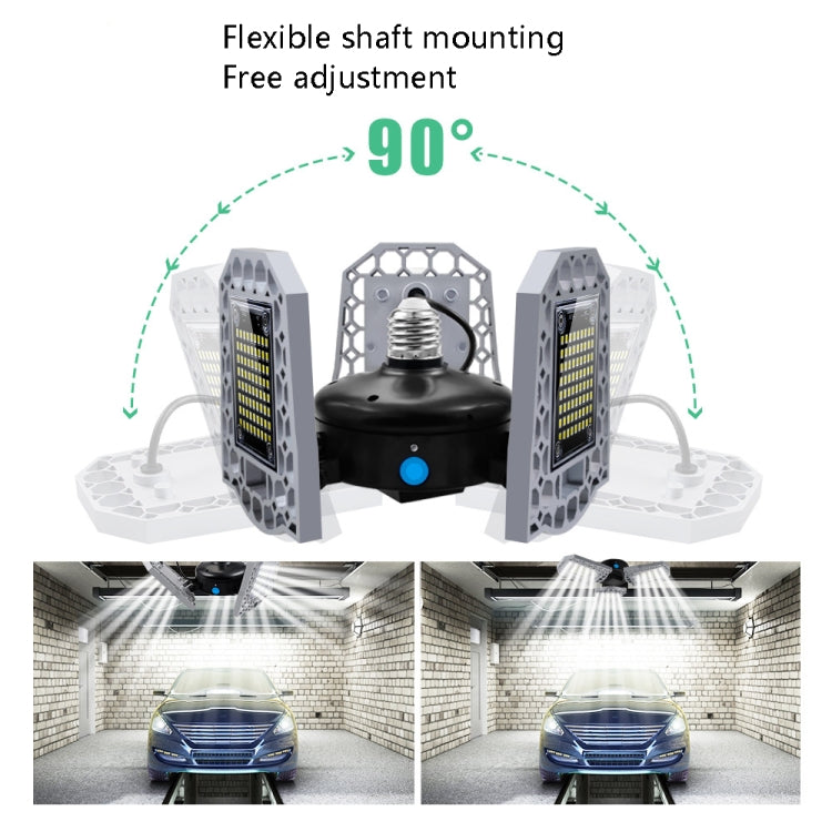 80W LED Industrial Mining Light Water-resistant Light Sensor Folding Tri-Leaf Garage Lamp(Warm White Light)
