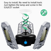80W LED Industrial Mining Light Water-resistant Light Sensor Folding Tri-Leaf Garage Lamp(Warm White Light)