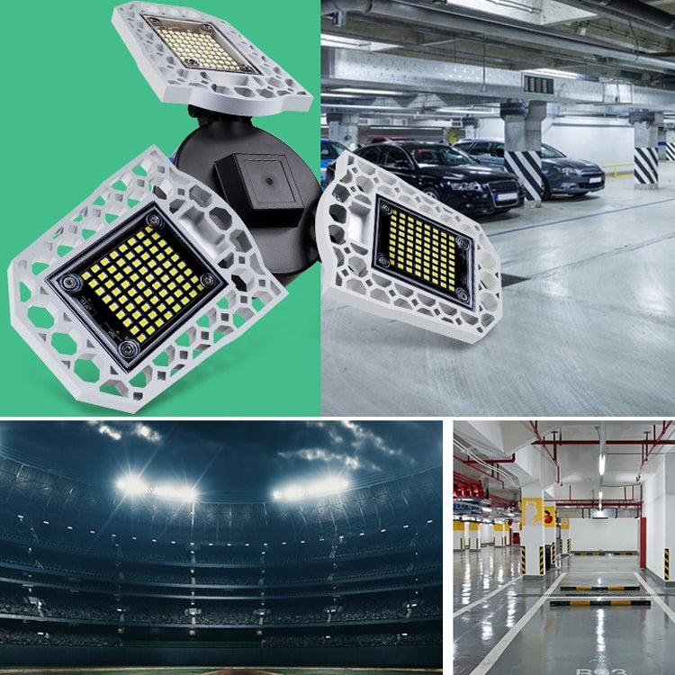 80W LED Industrial Mining Light Water-resistant Light Sensor Folding Tri-Leaf Garage Lamp(Warm White Light)
