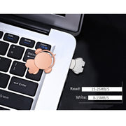 Y01 Metal Musician Car Cartoon Style U Disk, Capacity: 128GB(Rose Gold)