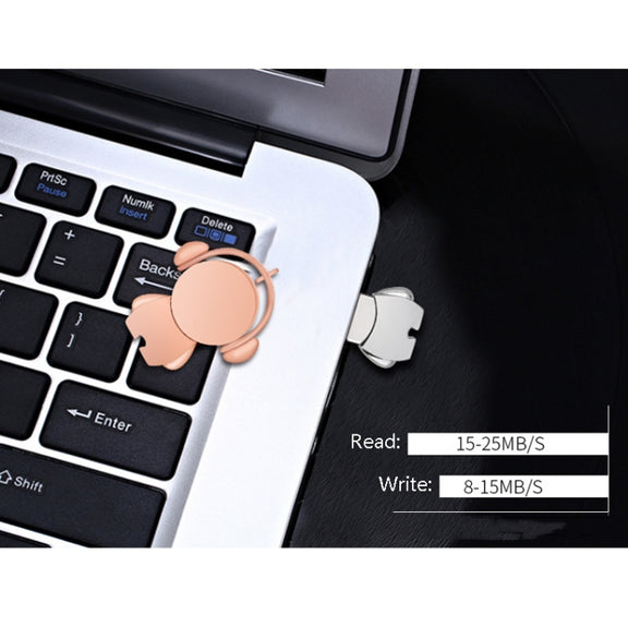 Y01 Metal Musician Car Cartoon Style U Disk, Capacity: 128GB(Rose Gold)