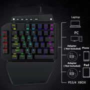 K700 44 Keys RGB Luminous Switchable Axis Gaming One-Handed Keyboard, Cable Length: 1m(Blue Shaft)