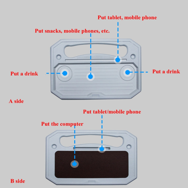 Car Multi-Purpose Steering Wheel Card Table Car Computer Bracket Chair Back Bracket Small Table Shelf Rack(Upgrade Gray)
