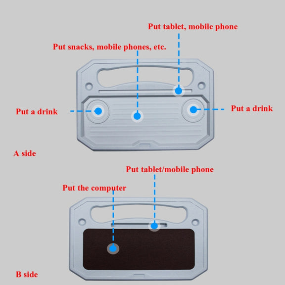 Car Multi-Purpose Steering Wheel Card Table Car Computer Bracket Chair Back Bracket Small Table Shelf Rack(Upgrade Gray)