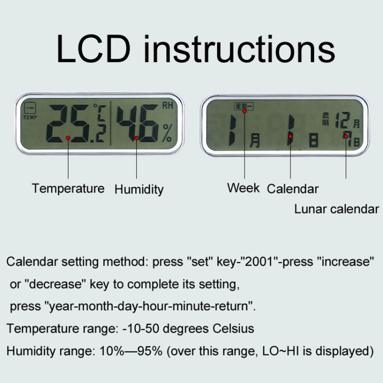 13 Inch Dual-screen LED Display Wall Clock Living Room Temperature And Humidity Calendar Multi-function Clock(Black)