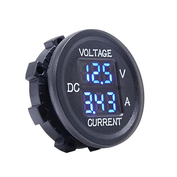 2 In 1 Modified Car Double Digital Voltage Current Table Measuring Instrument(Blue Light)