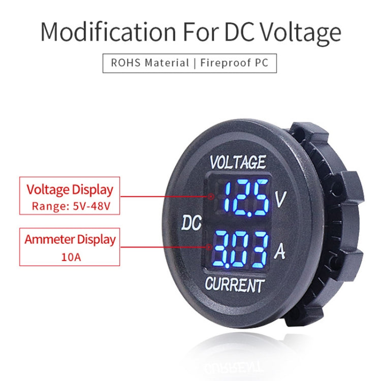 2 In 1 Modified Car Double Digital Voltage Current Table Measuring Instrument(Green Light)