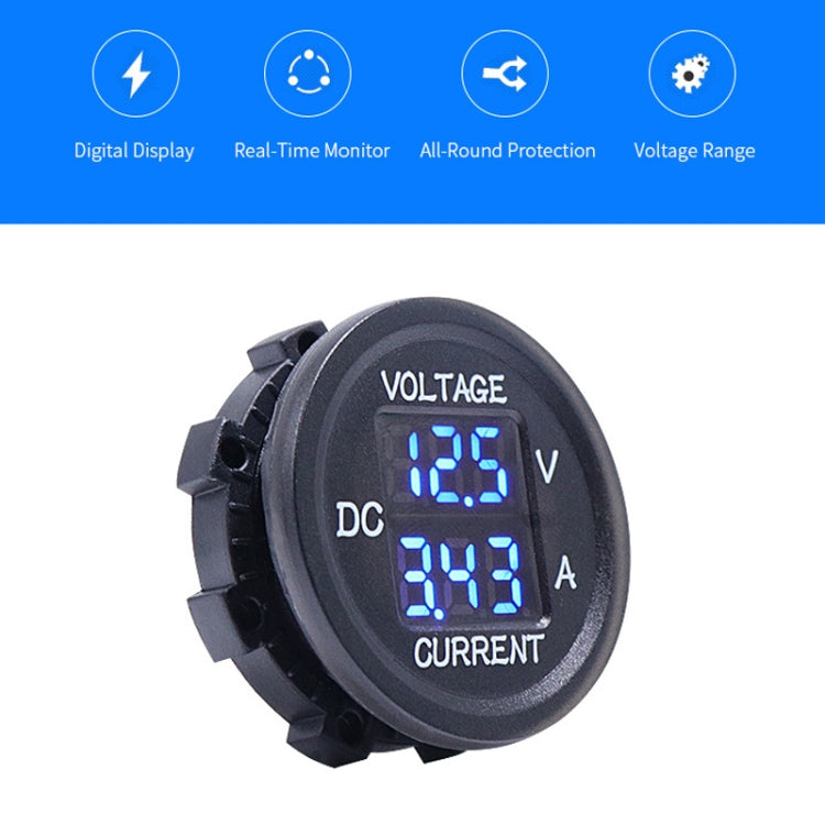 2 In 1 Modified Car Double Digital Voltage Current Table Measuring Instrument(Green Light)