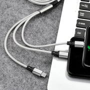 2 PCS ZZ034 USB To 8 Pin + USB-C / Type-C + Micro USB 3 In 1 Fast Charging Cable, Style: Mini-Silver