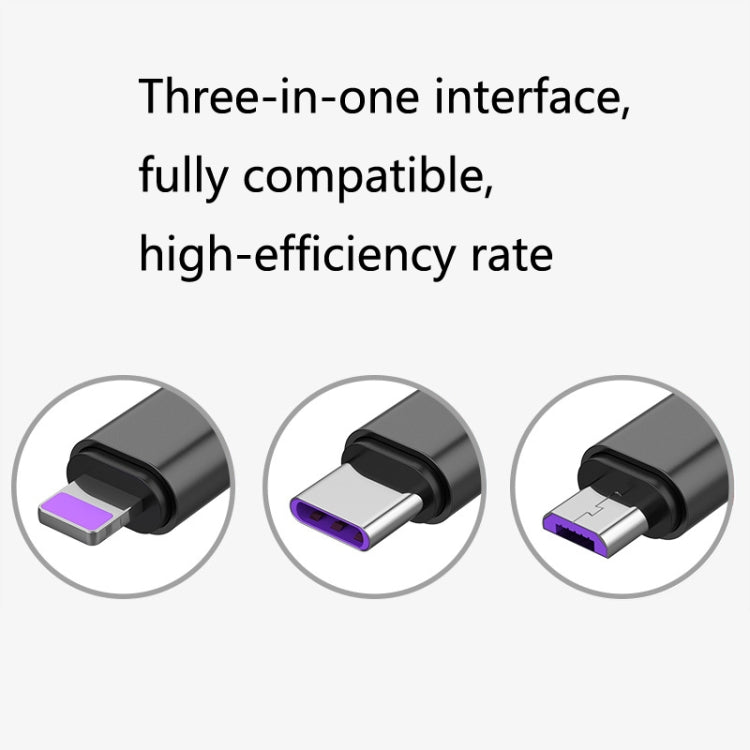 2 PCS ZZ034 USB To 8 Pin + USB-C / Type-C + Micro USB 3 In 1 Fast Charging Cable, Style: Mini-Red