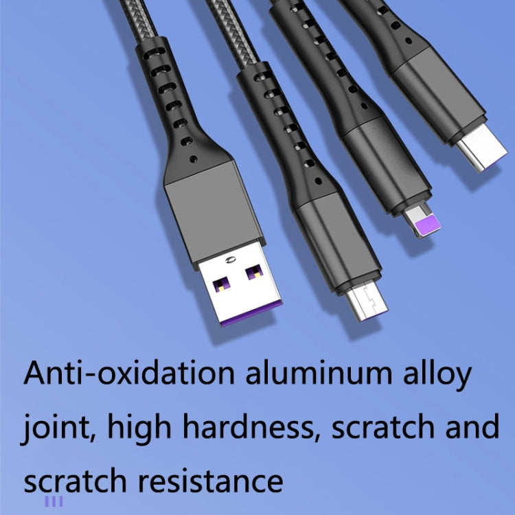 2 PCS ZZ034 USB To 8 Pin + USB-C / Type-C + Micro USB 3 In 1 Fast Charging Cable, Style: Mini-Red