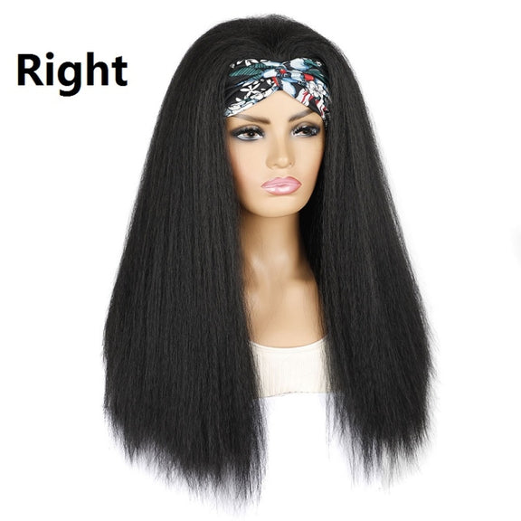 Turban Headband Corn Beard Long Hair Wig Headgear, Color Classification: Flowers 1B # E