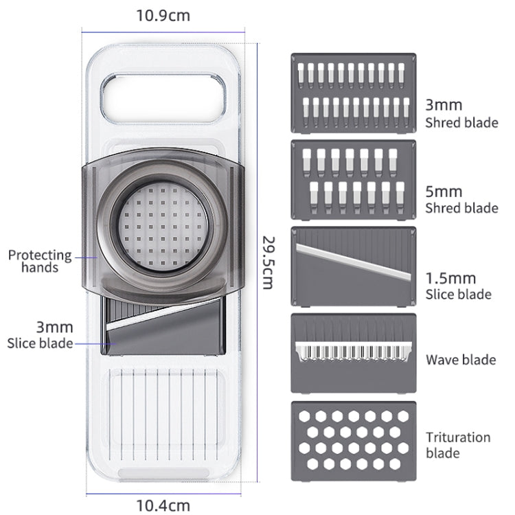 Multi-Function Slicker Kitchen Gadget Potato Slice Grater, Colour: Six Knives Gray
