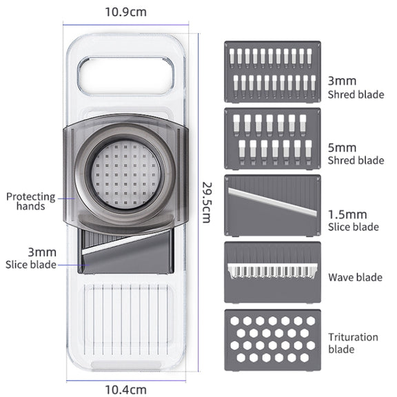 Multi-Function Slicker Kitchen Gadget Potato Slice Grater, Colour: Six Knives Gray
