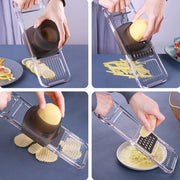 Multi-Function Slicker Kitchen Gadget Potato Slice Grater, Colour: Six Knives Gray