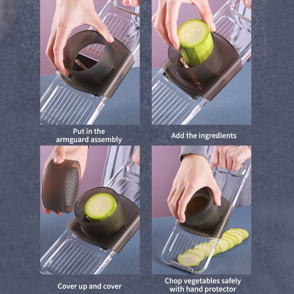 Multi-Function Slicker Kitchen Gadget Potato Slice Grater, Colour: Six Knives Gray